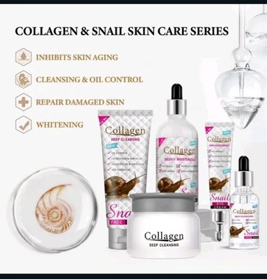 Collagen Snail Face Cream Care Set, Anti Aging ,Hydra Repair  Korea Cos. 5pcs