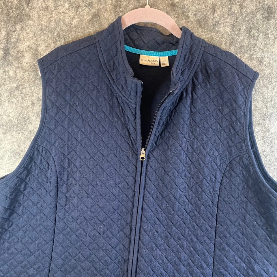 Kim Roger Curvy Mujer Talla 3X Azul Oscuro Acolchado Chaleco Bolsillos con Cremallera Foto 2 de 4