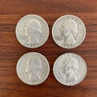 Lot of 4 Silver (90%) Washington Quarters - Junk Silver - Free Shipping