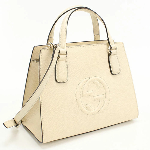 Gucci 607722 Soho Leather 2Way Handbag Ivory Used