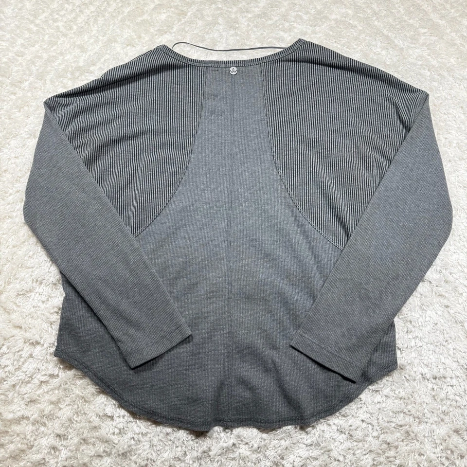 Prana Top Womens XL Gray Long Sleeve Striped Athletic Casual Lounge Active - Image 2 of 4