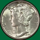 1944 Mercury Dime Brilliant Uncirculated BU Coin #40624