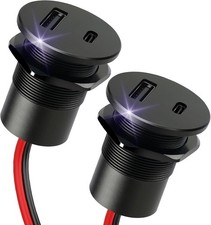 Aluminum USB Socket 12V Campervan Car Outlet, Dual Port QC3.0 USB-A PD3.0 USB-C