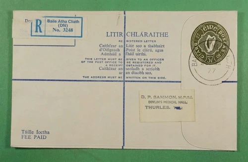 DR WHO 1977 IRELAND REGISTERED STATIONERY FDC EU #15B R27903