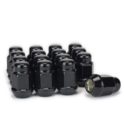 16 New Black Bulge Acorn Lug Nuts 12x1.25 Wheel Nut 3/4 Hex fits Nissan Infiniti