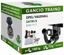 Gancio Orizzontale Estraibile Opel ZAFIRA B MONOVOL Metano 05-11 Centralina 13P