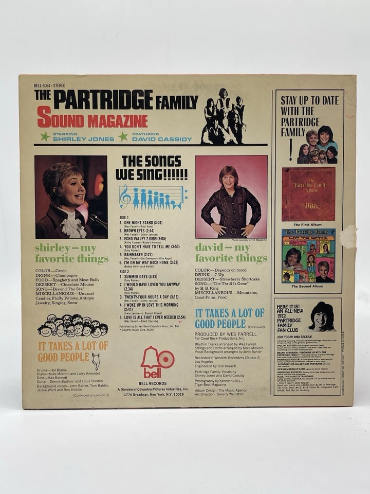 THE PARTRIDGE FAMILY SOUND MAGAZINE 12" LP VG+ VINYL RECORD BELL DAVID CASSIDY - Image 2 of 4