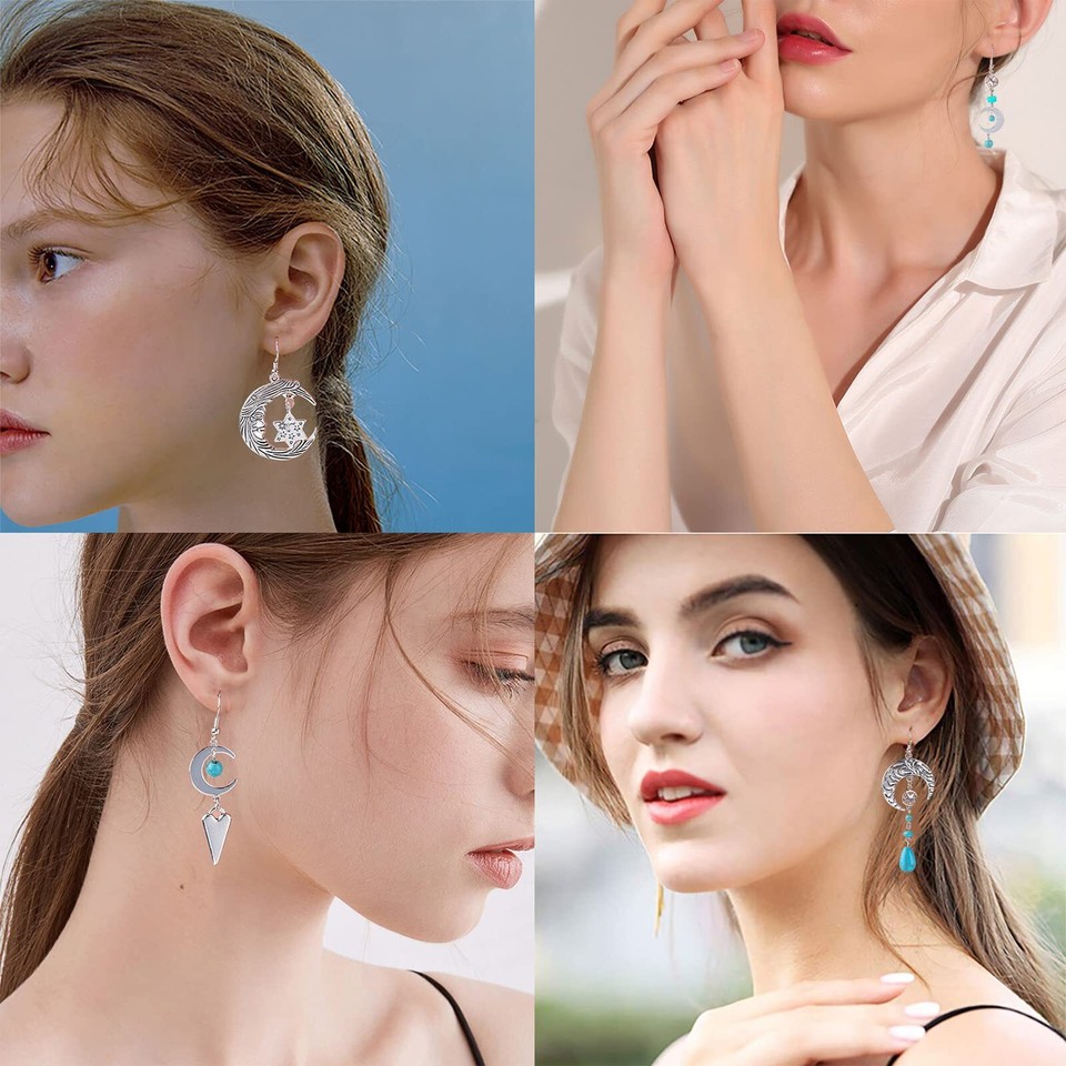 SUNNYCLUE 8 pairs sun moon stars earrings handmade set vintage charm star parts eBay