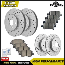 For Chevrolet Bolt EV Cruze Volt Front Rear Drilled Brake Rotors + Ceramic Pads