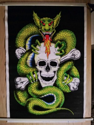 Vintage 2002 Scorpio #1823 Blacklight Poster 🔥 Dragon Skull 23