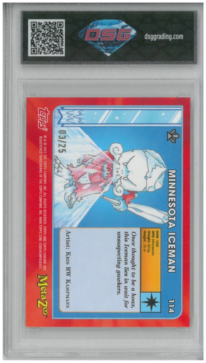 2022 Topps Chrome Metazoo MINNESOTA ICEMAN #114 Orange 03/25