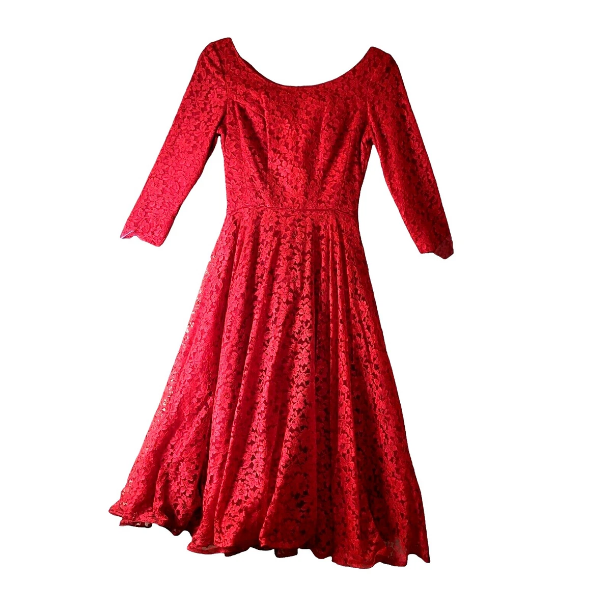 chinese dress ladies Wine Red Square Collar Cottagecore Long Sleeve Vintage 1950S Swing Dre –  Jolly Vintage main image 1