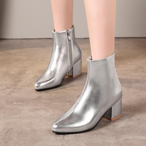 Women Thigh Boots Pointed Toe Block Heels Zipper Flock Suede Knee High Winter