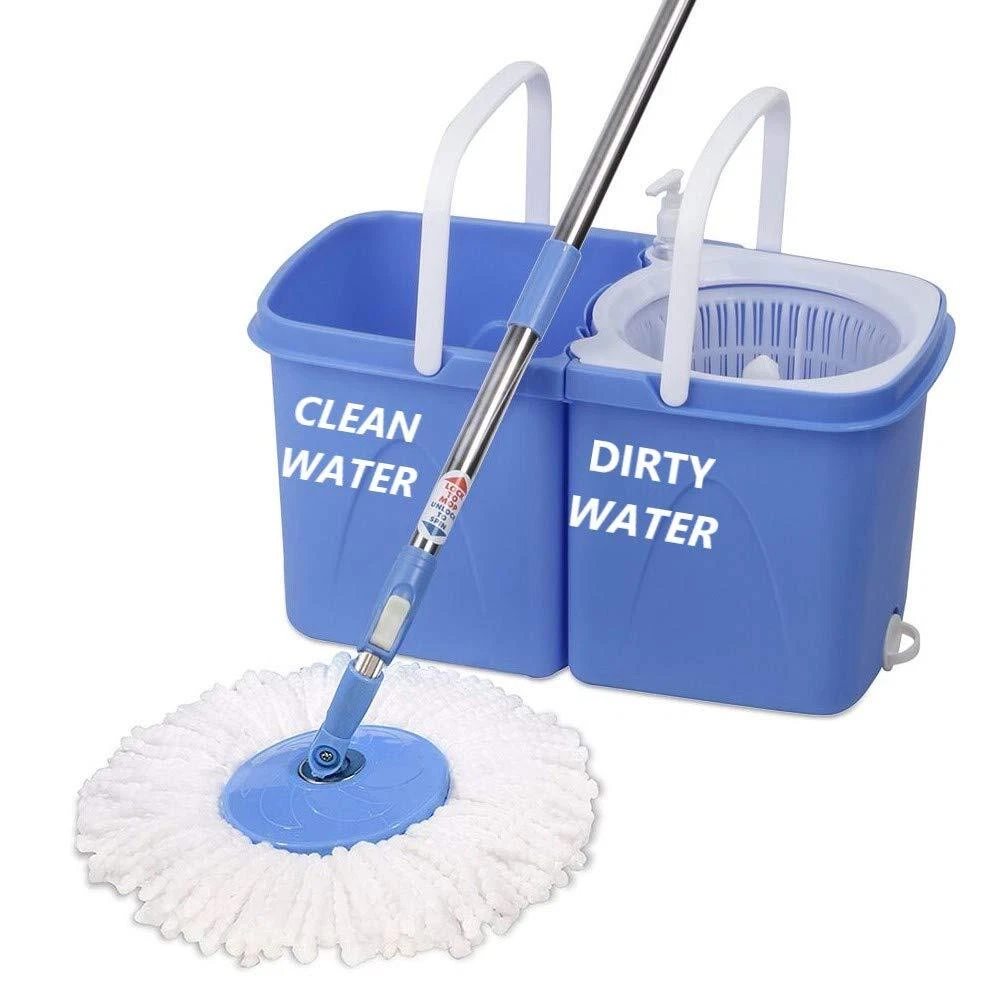 Gala Twin Bucket Spin Mop, 2 Microfiber Refills, Floor Cleaning Mop stick