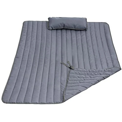  2 Person Hammock Pad with Pillow, Double Polyester Quilted 78" x55" Grey