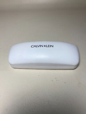 White CALVIN KLEIN White Leather Hard Clamshell Sunglasses Eyeglasses Case