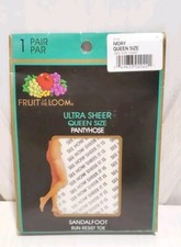 Fruit Of The Loom Ultra Sheer Pantyhose Sandalfoot Run Resistant IVORY Queen