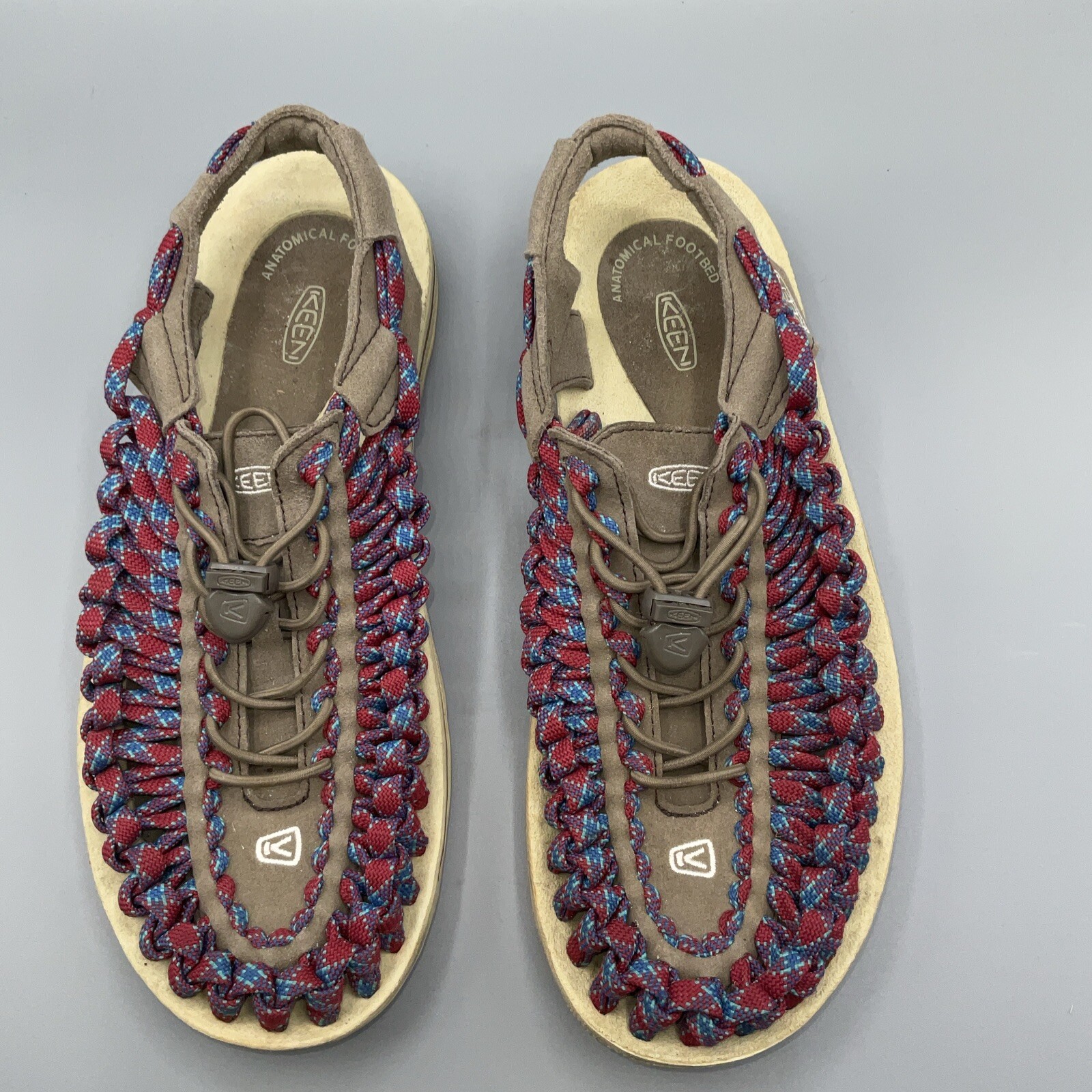 Sandali Keen uneek uomo taglia 8 rosso blu corda elastica corda barca acqua outdoor