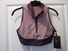ATHLETA A-C LEGEND ZIP FRONT MAUVE/PURPLE SPORTS BRA SIZE MEDIUM  NEW