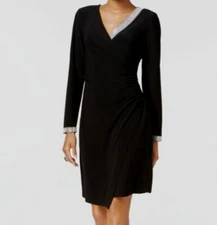 $79 Msk Women's Black Rhinestone Long Sleeve Sheath Dress Size M