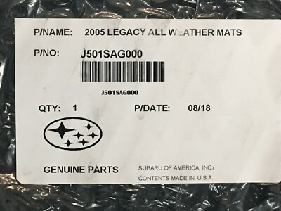 #ad 2005 2009 Subaru Outback amp; Legacy All Weather Floor Mats Black Rubber J501SAG000 $58.61