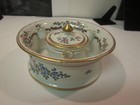 VINTAGE FRENCH FLORAL PORCELAIN INKWELL WITH THREE PEN HOLDERS - NICE - LOOK !!! — photo 2