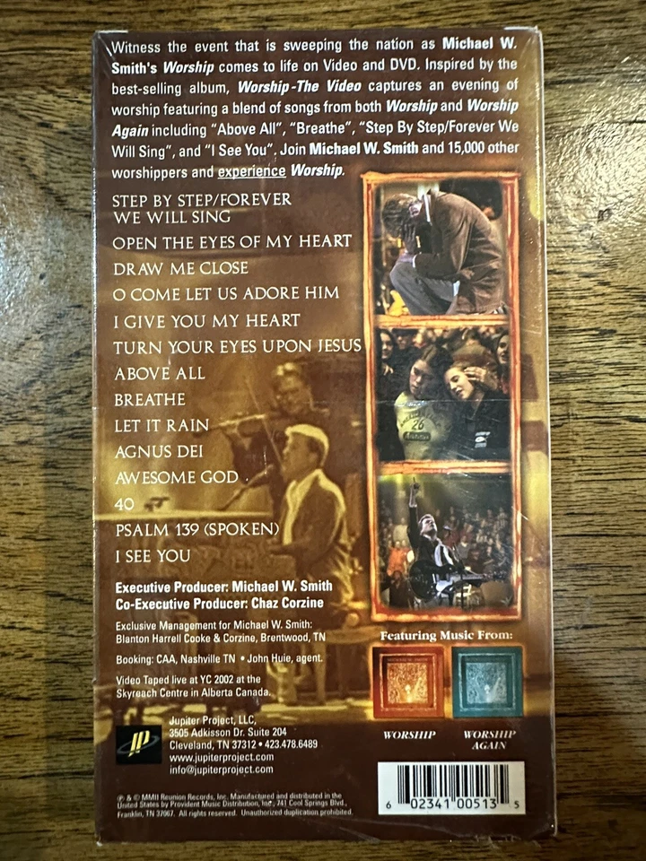 Michael W. Smith Worship VHS Christian Rock CCM 2002 New SEALED - Imagem 3 de 4