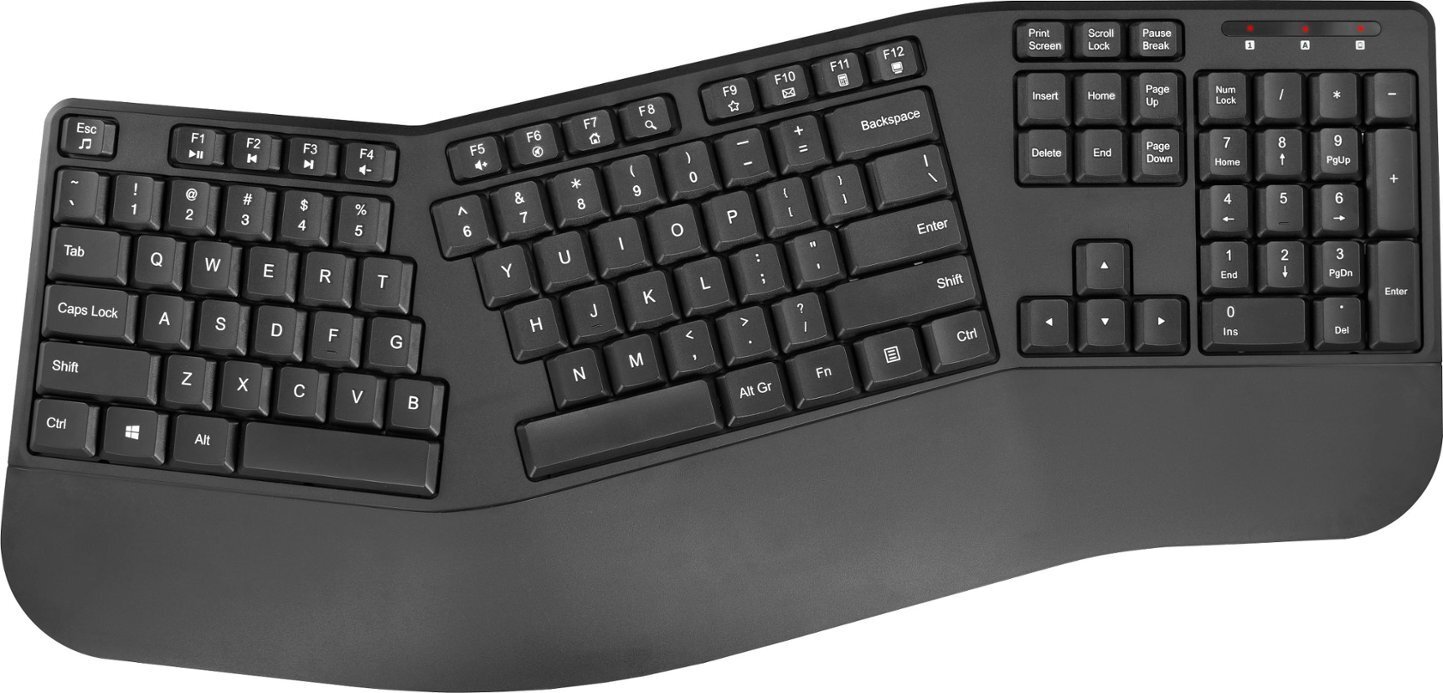 Insignia Full-Size Wireless Ergonomic Membrane Keyboard - Bl