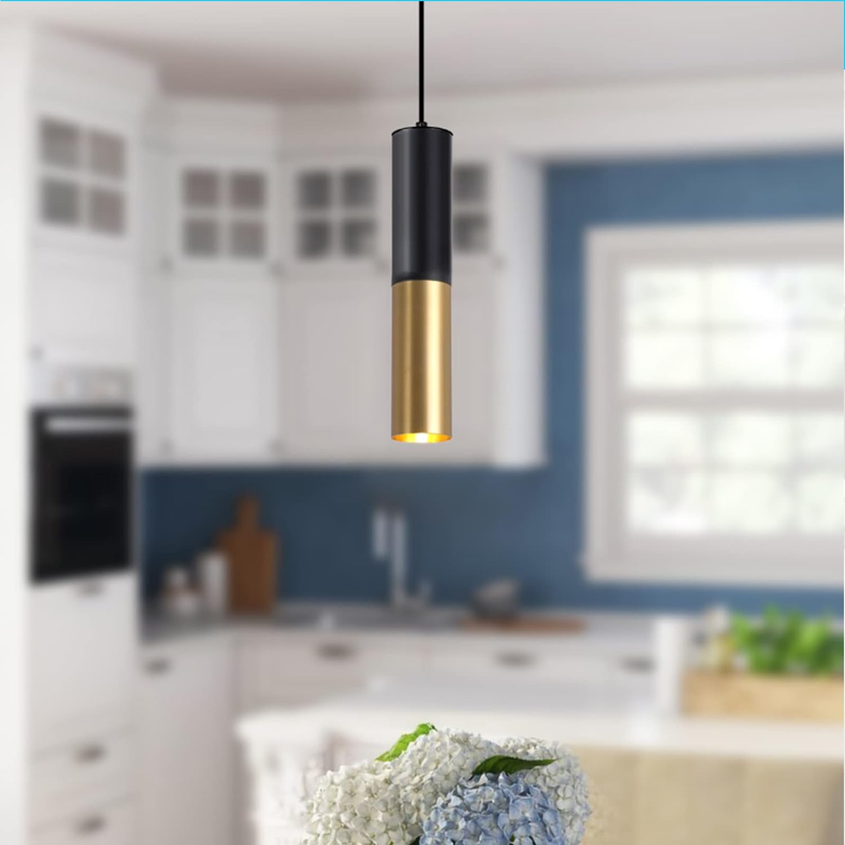 Candelabro De Tulipanes De Cristal, Lámpara Colgante De Flor Dorada Para Isla De Cocina, Lámpara Colgante Con Giratorio, 1 Luz Moderna De Latón Nórdico, Lámpara De Techo Colgante Larga Con Cable