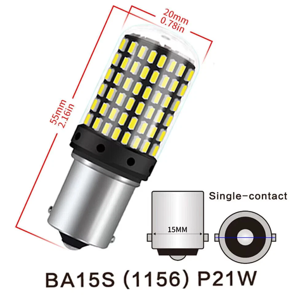BA15S P21W LED Reverse Brake Light Turn Signal Light Bulbs 1156 144SMD Lamps UK - Image 2 of 4