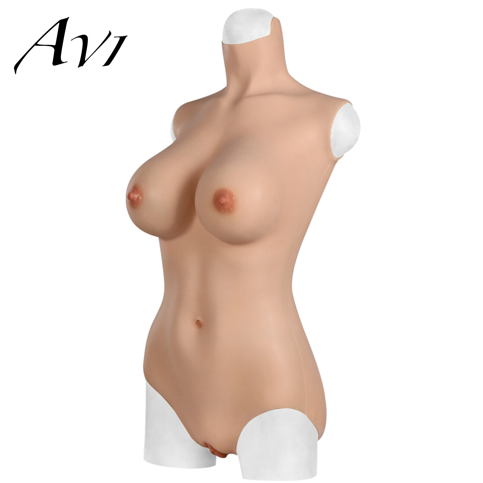 Soft Silicone Bodysuit C D E cup Breast Forms Breastplate Fake Vagina Body Suit