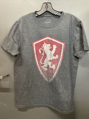 Gray Royal Shield Frontrow Sports Graphic Short Sleeve T-Shirt sz M