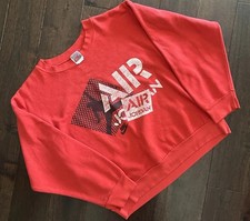 Vintage 80s Nike Air Jordan Sweatshirt Grey Tag USA Made Red Distressed Thrashed