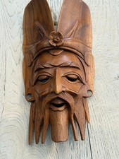Balinese Hand-Carved Wooden Mask Wise Old Man Elder   Suar Wood Bali Wall Art