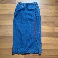 Women's Vintage Polo Ralph Lauren Denim Wrap Maxi Skirt Sz 10 Made in Italy VTG