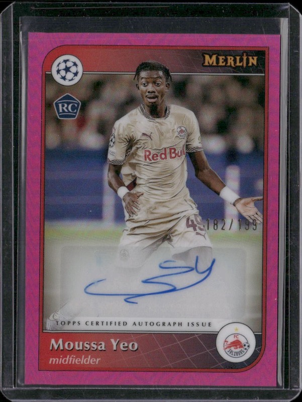 2024/25 Topps Merlin UEFA Moussa Yeo Pink Refractor /199 Auto RC FC Salzburg