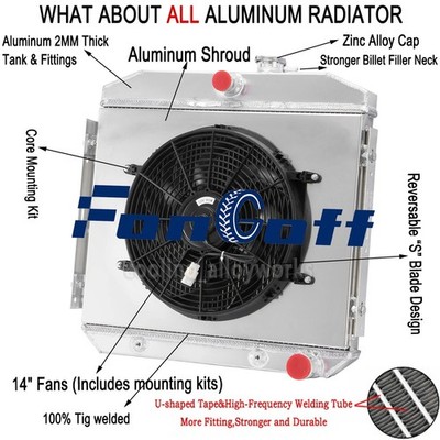 Fit 55-57 Chevrolet Bel Air Belair Del Ray L6 4 Rows Radiator+Shroud Fan DPI5056