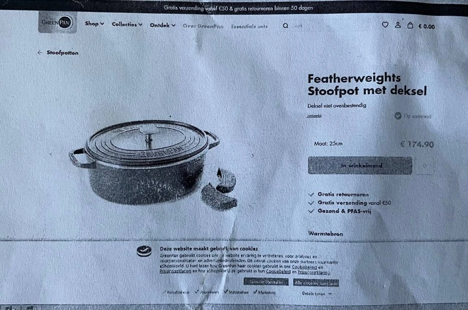 GreenPan Featherweights Gusseisen-Bräter mit Deckel – 25 cm – neuwertig - Bild 2 von 4