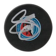 CHRIS PRONGER HOCKEY HALL OF FAME LOGO SIGNED PUCK WITH COA / FLYERS, DUCKS,