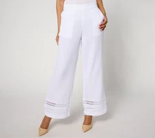 Isaac Mizrahi Live! Women's Petite Pants PXL Bridgehampton Gauze White A646548