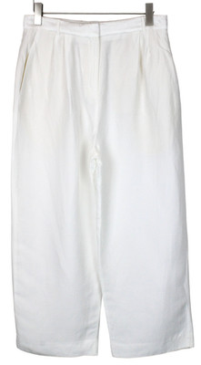 SANDRO Trousers Men's (EU) 42 Linen Blend High Waist White Zip Fly