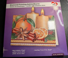 Diamond-Painting-Aufstellkarten "Ideen mit Herz" Kerzen mit Zimtstangen & Kirche