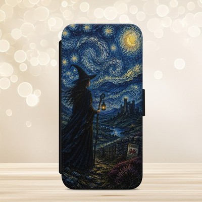 Handyhülle Hexe Gothic Sternennacht Welsh für iPhone Samsung Pixel Flip Wallet