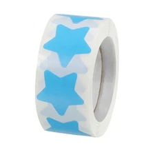 1 Roll Star Stickers 1 Inch DIY Adhesive PVC Label 500 Count/Roll Sky Blue
