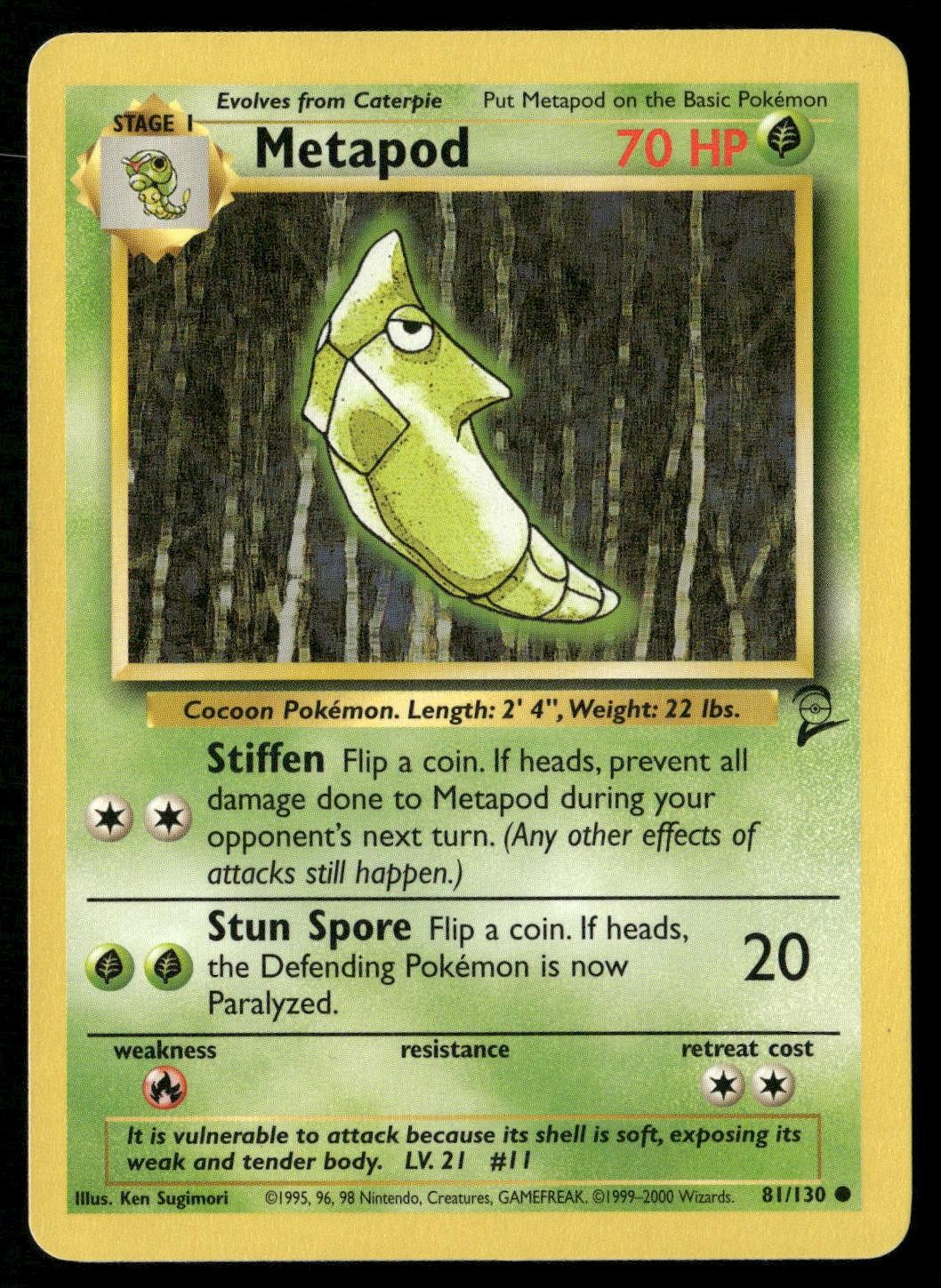 Metapod 81/130 Common Base Set 2 Pokemon Lightly Played