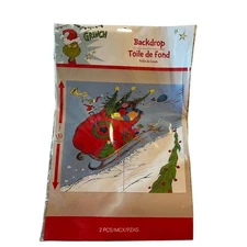 Dr. Seuss Grinch Christmas Scene Setter Kit 2pc 32.5x65" Backdrop bulletin board