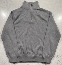 J.Crew Mens Large Gray Quarter-Zip Knit Sweater Cotton Cashmere Casual Preppy