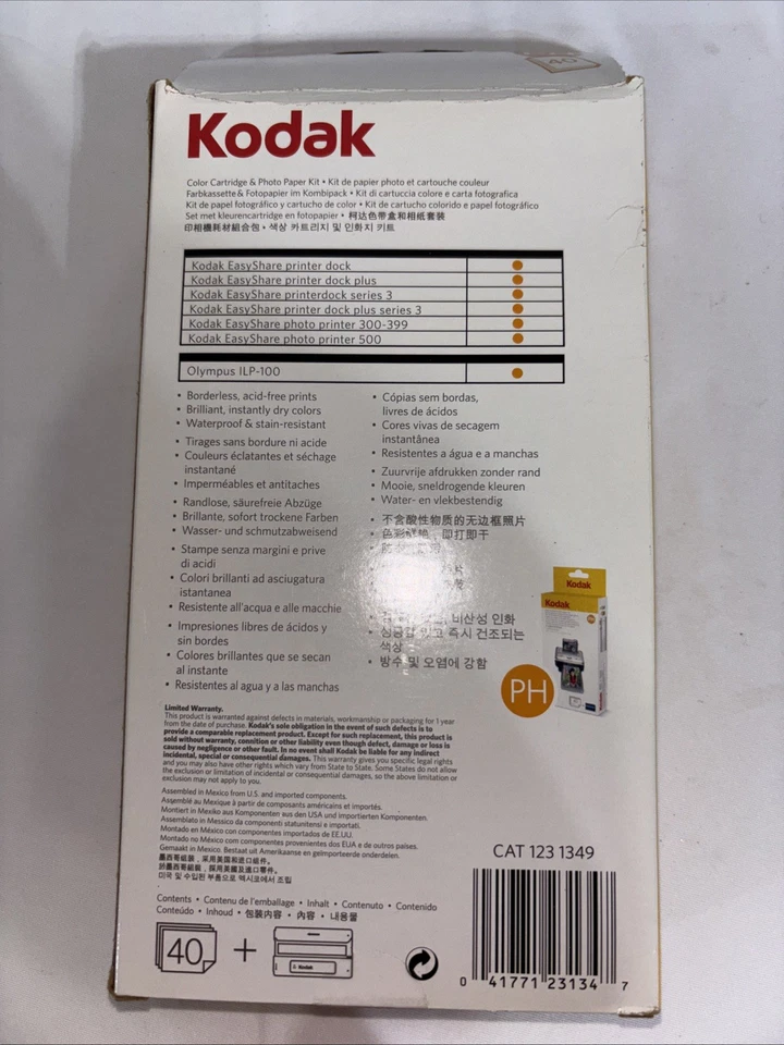 Kodak EasyShare PH-40 Color Cartridge & Photo Paper Kit brand New Sealed NIB - Image 2 of 3