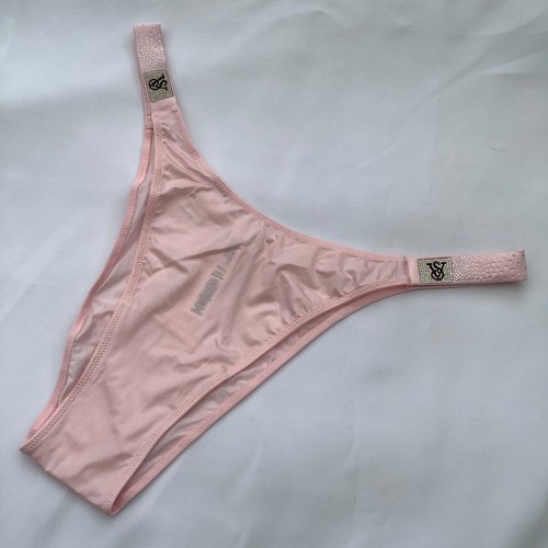 2 x Victoria's Secret Grey Pink Shine Strap Brazilian Panties - Size M - BNWT - Picture 5 of 7