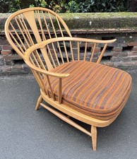 Original Vintage Ercol Double Bow Back Chairmakers Easy Chair 501 / Armchair